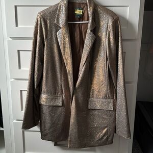 Wild Fable Women's Button Up Metallic Blazer Jacket Glitter Loose Fit